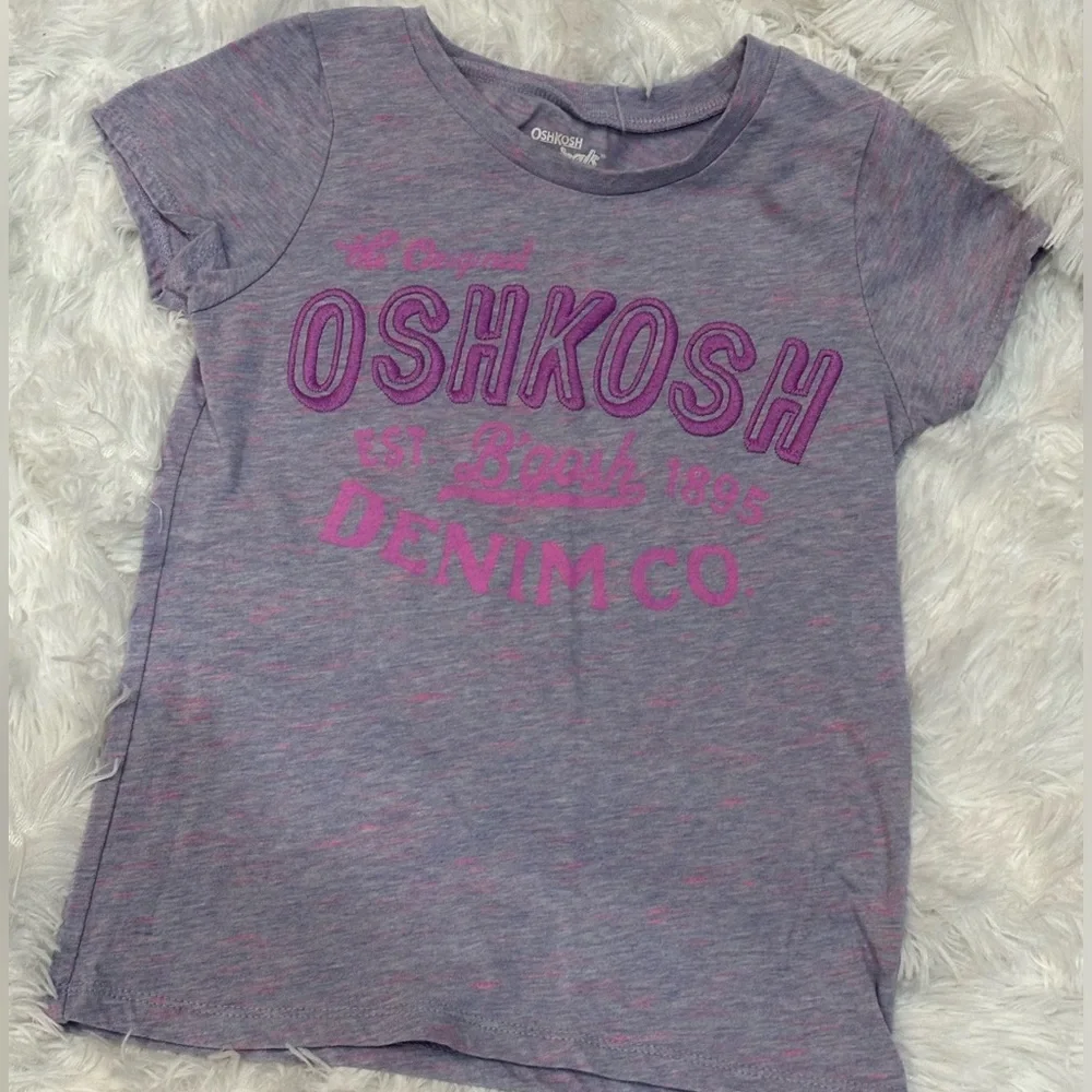 OSHKOSH B’gosh Girls Purple Graphic Logo Short Sleeve Cotton T-Shirt | Size 6